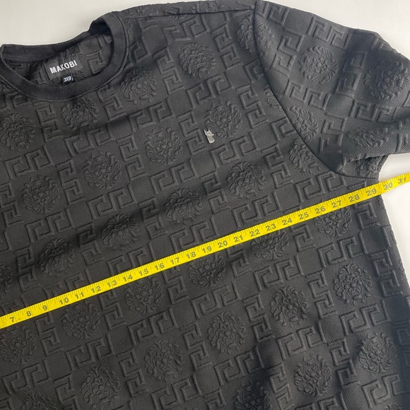 Makobi M4232 Bianchi Jacquard Crewneck Sweatshirt Size 3XL Black Embossed Print - Picture 11 of 14